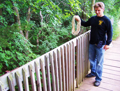 Paranormal investigator Chad Lewis on haunted bridge