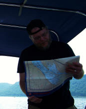 Todd Roll plots our way forward on Lake Pepin charts